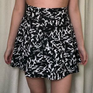 black and white printed skater skirt